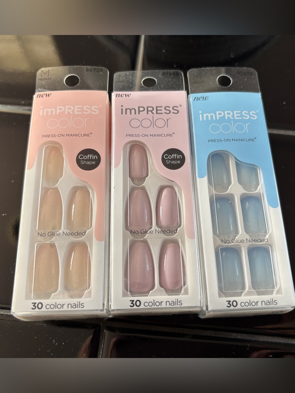 imPRESS Color Trio Pack — Nude, Mauve, Blue Press-On Nails